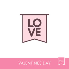 Flag with inscription Love icon