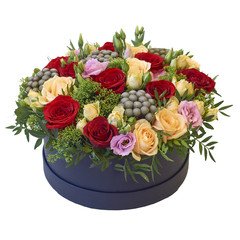 A bouquet of flowers in a beautiful packaging, assembled by a florist