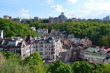 Fototapeta na wymiar Top view on Vozdvizhenskaya street Kyiv, Ukraine. 