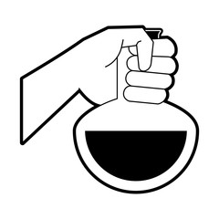 Hand with Laboratory flask icon vector illustration graphic design