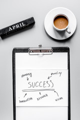 set for business strategy on table background top view