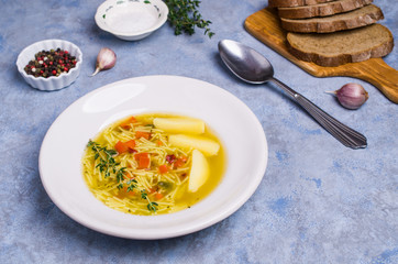 Soup with pasta and vegetables
