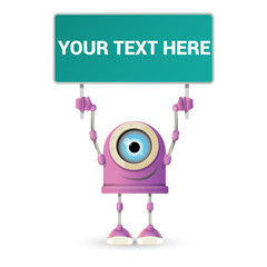 vector funny cartoon purple friendly robot character isolated on white background. Kids 3d robot toy. chat bot icon