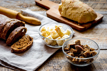bakery concept with homemade bread on rustic background
