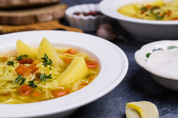 Soup with pasta and vegetables