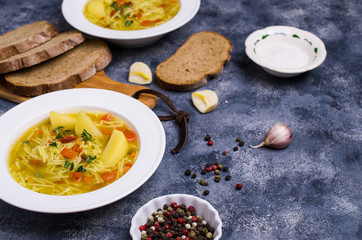 Soup with pasta and vegetables