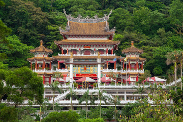A full view of the Lingxiao Chapel which belongs to the Zhinan Temple on the slopes of Houshan...