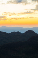 Majestic sunset coulourful sky mountain layer
