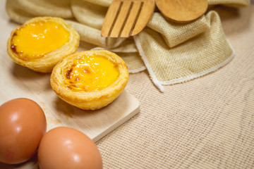 Egg tart sweet dessert with egg and custard cream