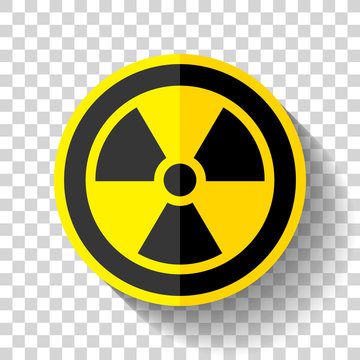 Radiation sign icon in flat style on transparent background, toxic emblem, vector design illustration for you project