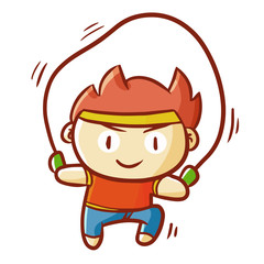 Cute and funny man skipping - vector.