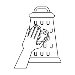 Hand on kitchen grater icon vector illustration graphic design