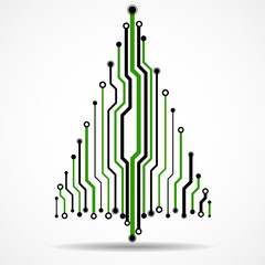 Abstract technology colorful Christmas tree, circuit board