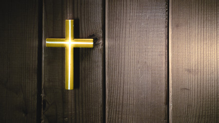 light of cross on wooden.Christian, Christianity, Religion background.