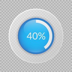 40 percent pie chart on transparent background. Percentage vector infographics. Circle diagram isolated. Business illustration icon for marketing project, finance, financial report, web design
