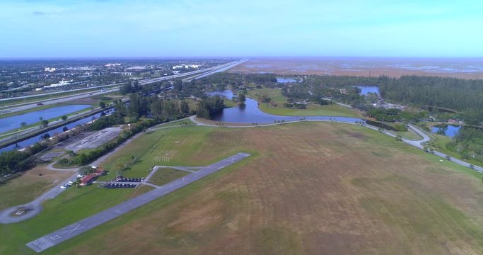 Aerial video Markham Park Sunrise Florida remote control air field