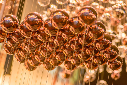Beautiful modern ceiling copper balls living room interior decoration