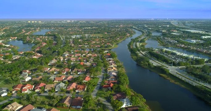 Aerial video tour residential neighborhoods Weston Florida