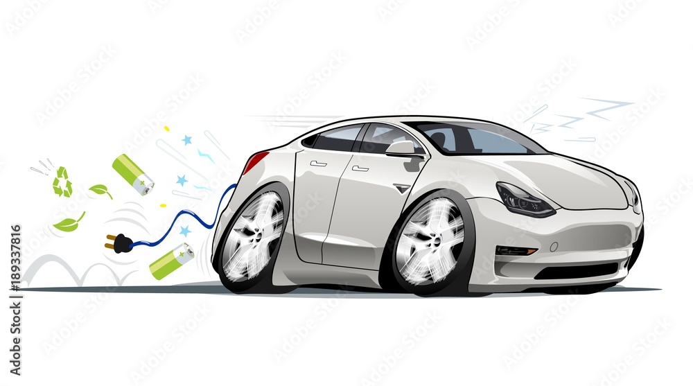 Wall mural vector cartoon electric car