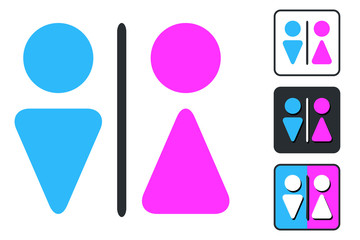 WC Sign for Restroom. Toilet Door Plate icons. Men and Women Vector Symbols