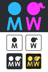 WC Sign for Restroom. Toilet Door Plate icons. Men and Women Vector Symbols