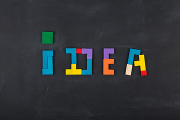 Business creative solution concept jigsaw on the blackboard
