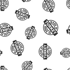 Made in Turkey stamp seamless pattern background. Business flat vector illustration. Manufactured in Turkey symbol pattern.