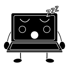 laptop computer kawaii character screen vector illustration pictogram desing