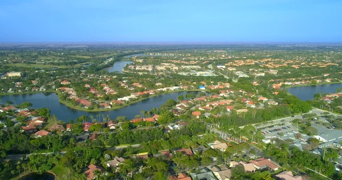 Aerial view Weston Florida residential landscape