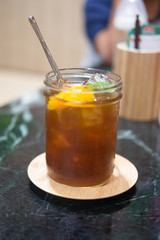 Iced tea with orange slices