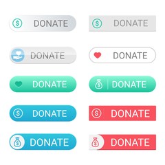 Donate buttons set for web sites with small icons