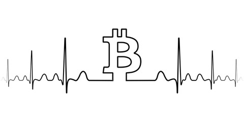 Naklejka premium fluctuation in the exchange rate bitcoin illustration, vector fluctuation of bitcoin one line drawing, minimalism art