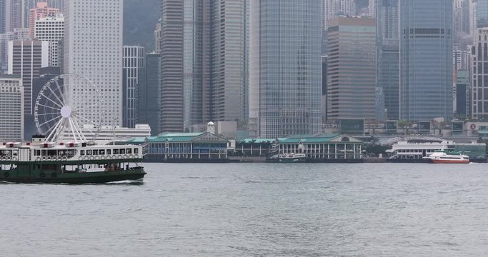 Star Ferry and Pilot Boat at Victoria Harbour in Hong Kong