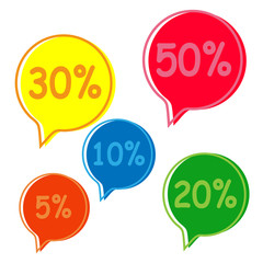 Sale tag set 5, 10, 20,30,50 percent