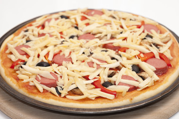 appetizing pizza on the table.