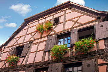 Ribeauvillé. Maisons à colombages, Alsace, Haut Rhin. Grand Est 