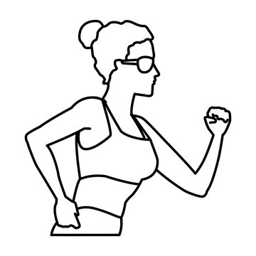 Fitness woman profile icon vector illustration graphic design