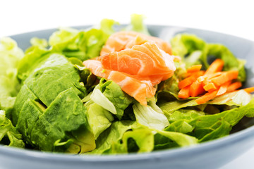 Fresh seafood salad with smoked salmon