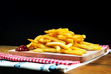 Golden French fries potatoes ready to be eaten