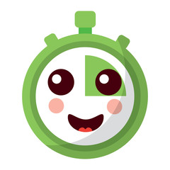 kawaii chronometer speed timer cartoon character vector illustration