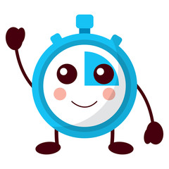 kawaii chronometer speed timer cartoon character vector illustration