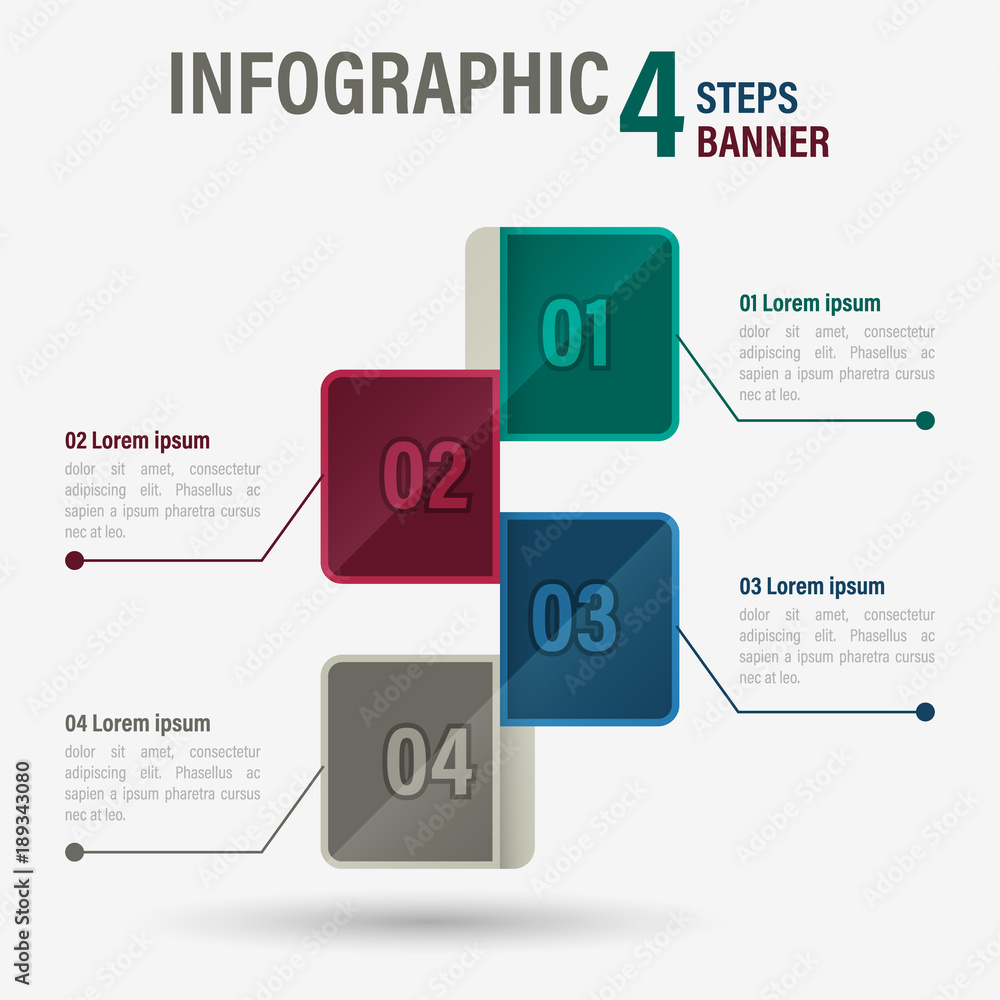 Poster infographic four steps vector banner with hexagonal elements. part 17.