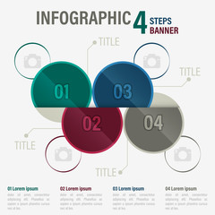 Infographic four steps vector banner with circular elements. Part 19.