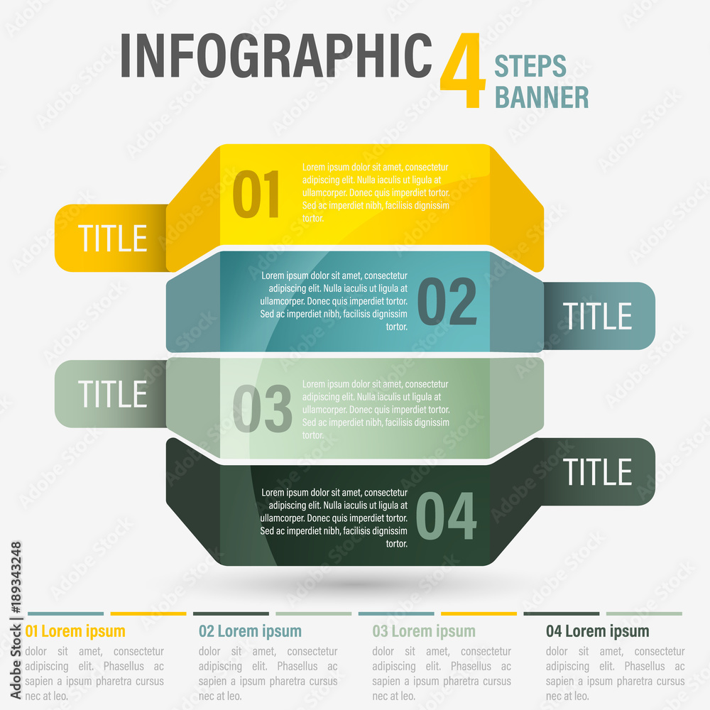 Fototapete Abstract business four steps infographic template with perspective. Can be used for layout, workflow, number options. Part 33.