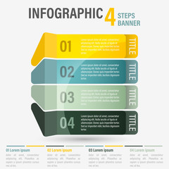 Abstract business four steps infographic template with perspective. Can be used for layout, workflow, number options. Part 35.