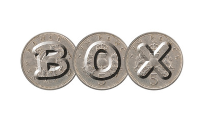 BOX – Old coins on white background