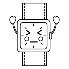 kawaii wrist watch bracelet square cartoon vector illustration outline image