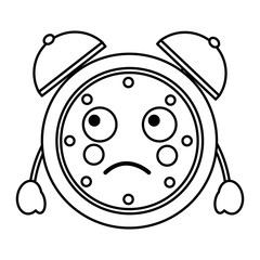 kawaii cartoon clock alarm character vector illustration outline image