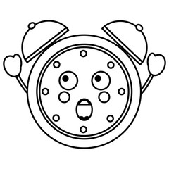 kawaii cartoon clock alarm character vector illustration outline image