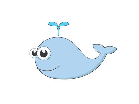 cute funny blue whale illustration